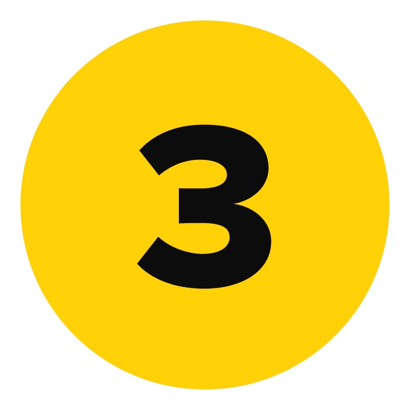 Number 3 on a yellow circle background